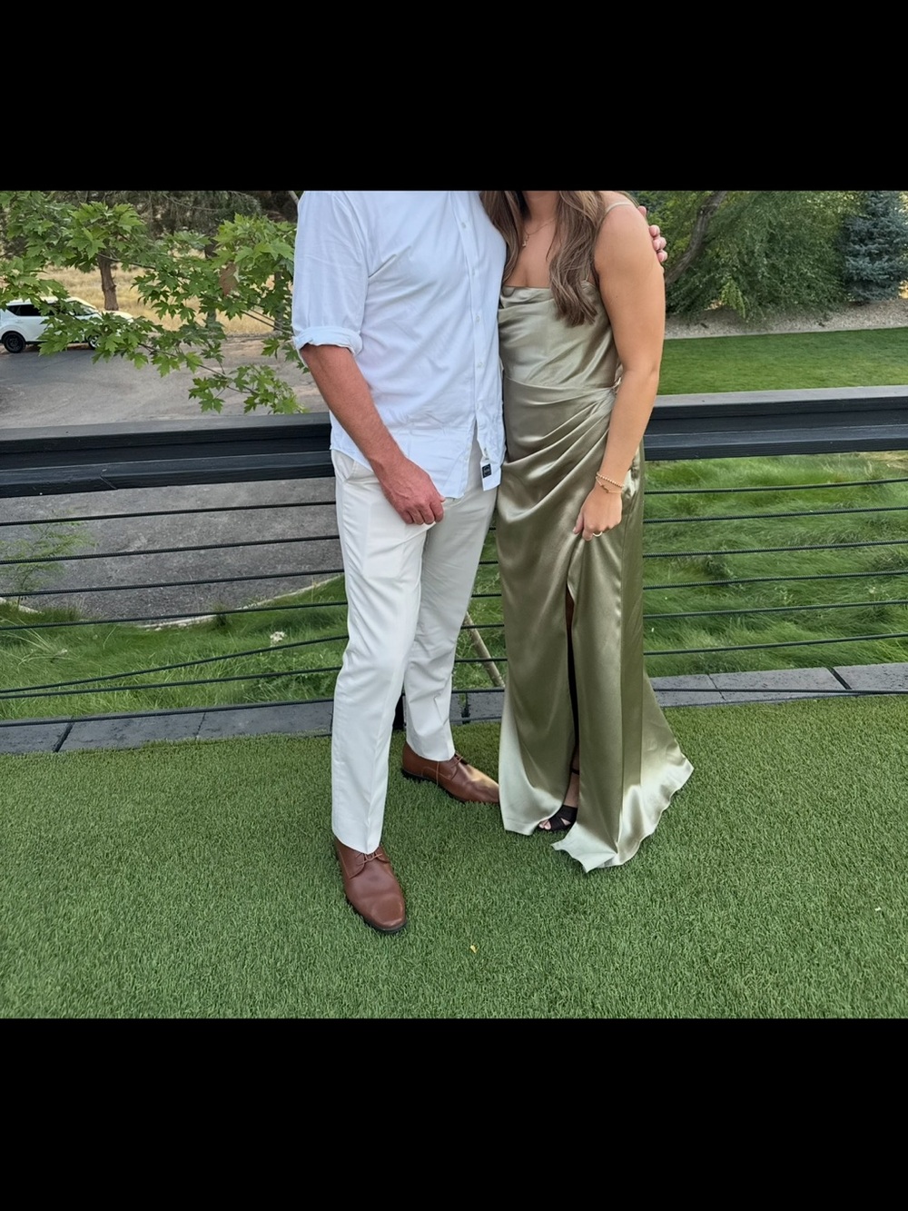 Satin Olive Green Evening dress